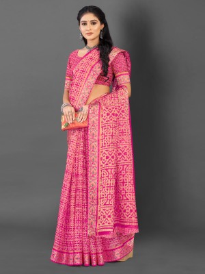 Sareemall Printed Bollywood Brasso Saree(Pink)