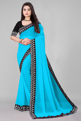 Aai shree khodiyar Self Design Daily Wear Georgette Saree(Blue)