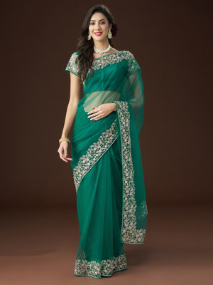 KASEE Embroidered Bollywood Net Saree(Dark Blue)