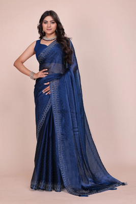 JS Clothing Mart Embellished Bollywood Jimmy choo Saree(Blue)