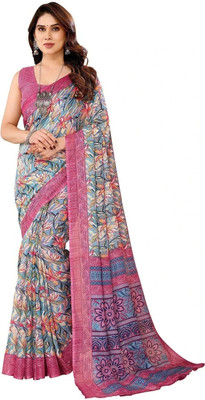 ROOP SUNDARI SAREES Printed Kota Doria Supernet Saree(Pink, Multicolor)