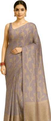 EZIESHREE Printed Daily Wear Cotton Silk Saree(Purple)