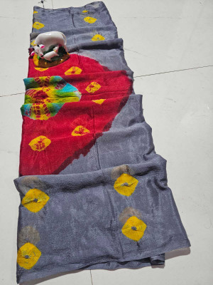 Neelkanth Ent Printed, Color Block, Digital Print, Embroidered Hand Batik Chiffon Saree(Grey)