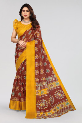 Winza Designer Geometric Print Daily Wear Cotton Blend Saree(Multicolor)