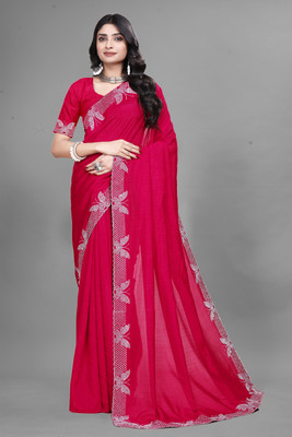 Divastri Embellished Bollywood Cotton Blend Saree(Pink)