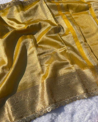 Banaras silk palace Woven Banarasi Tissue Saree(Gold)