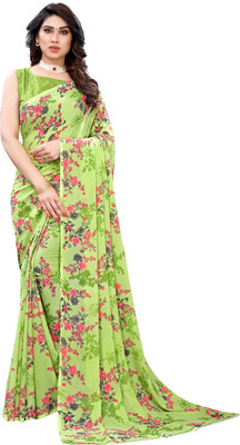 shiv textiles Printed Bollywood Georgette Saree(Green)