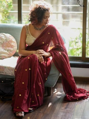 STRADHA Self Design Handloom Cotton Blend Saree(Multicolor)