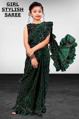 SwiftStyle Embellished Bollywood Lycra Blend Saree(Green)