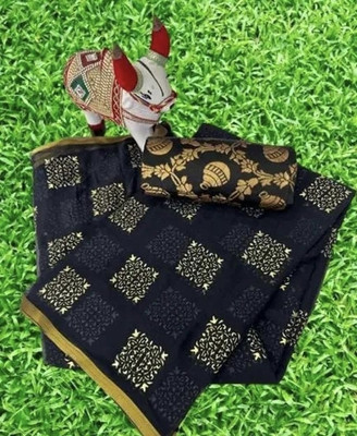 VINIT ENTERPRISE Polka Print Daily Wear Chiffon Saree(Black)