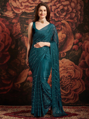 ANOUK Embellished Daily Wear Pure Cotton Saree(Green)
