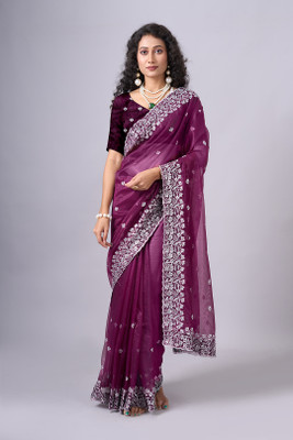 nirmal creation Solid/Plain Bollywood Net Saree(Maroon)