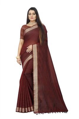 Indian Fashionista Printed Daily Wear Cotton Blend Saree(Maroon)