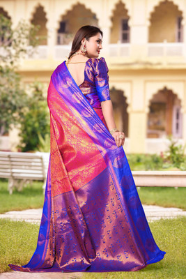 jayant creation Self Design, Woven Banarasi Silk Blend, Jacquard Saree(Pink)