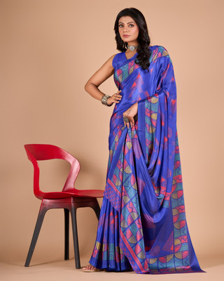 Virendra Textile Printed Bollywood Crepe Saree(Multicolor)