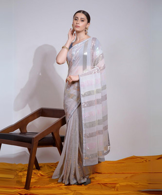 Clemira Embellished Bollywood Georgette Saree(Grey)