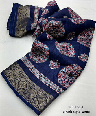 Dhanlaxmi CreationLLP Printed Handloom Handloom Cotton Silk Saree(Dark Blue)