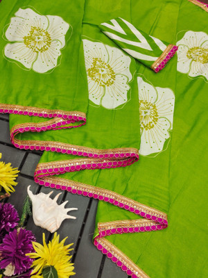 Divastri Printed Daily Wear Cotton Blend Saree(Green)