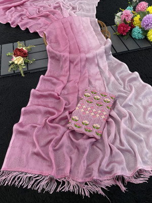 KANDORA Printed Bollywood Chiffon Saree(Pink)
