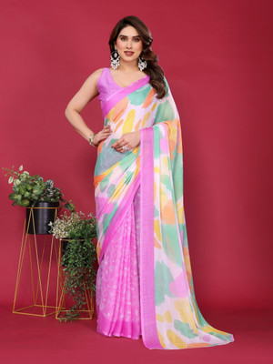 Vastram Enterprise Printed Bollywood Chiffon Saree(Purple)