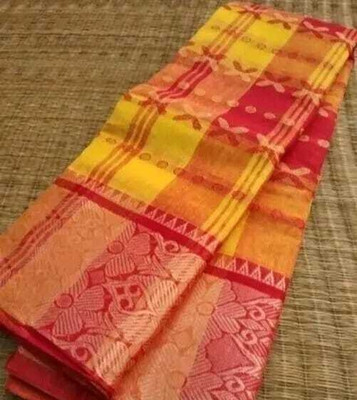 Sandhyatara Woven Tant Pure Cotton Saree(Yellow)