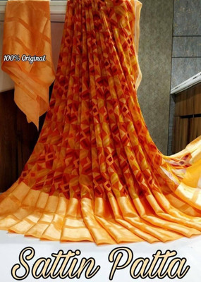 VISIONEMBRO Printed Bollywood Georgette, Satin Saree(Orange)