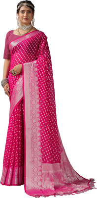nirmal creation Woven Banarasi Georgette Saree(Red)