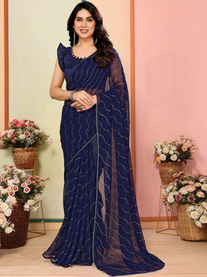 Moda Rapido Embellished Daily Wear Georgette Saree(Dark Blue)