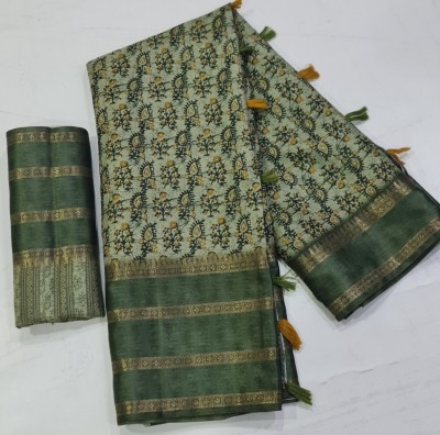 Elite Fashion Embroidered Bollywood Chanderi Saree(Green)