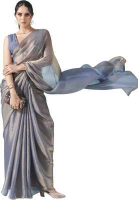 LOROFY Solid/Plain Bollywood Silk Blend Saree(Green)