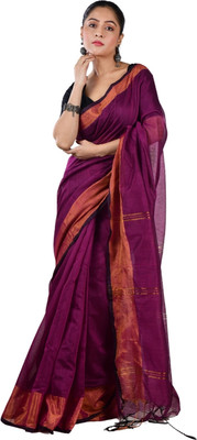 Shaw Creation Self Design Handloom Handloom Linen Saree(Purple)