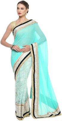 RAJESHWAR FASHION Embroidered Bollywood Georgette Saree(Light Green)