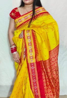 Cirkirow Temple Border Sambalpuri Art Silk Saree(Yellow)