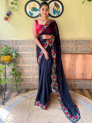 Divastri Embellished Bollywood Georgette Saree(Black)