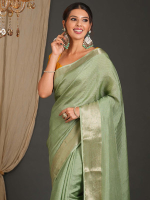 ANOUK Woven Banarasi Viscose Rayon Saree(Light Green)