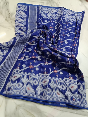 Happy Creation Printed Tant Handloom Cotton Blend Saree(Multicolor)