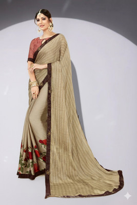 Ruhabs Printed Bollywood Chiffon Saree(Grey)