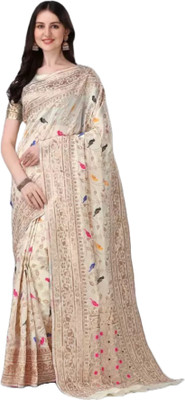 kalhari Woven Banarasi Jacquard, Silk Blend Saree(Cream)