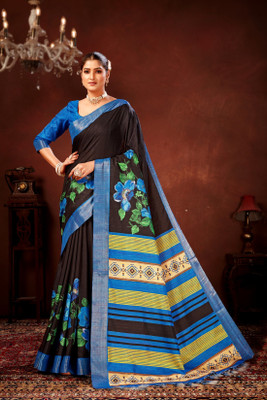 FULIYA SILK Digital Print Bollywood Tussar Silk Saree(Multicolor)