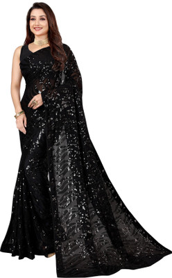 b bella creation Self Design Bollywood Georgette Saree(Black)