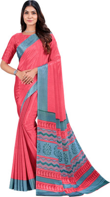 Novus Knitting Printed Bollywood Tussar Silk Saree(Pink, Grey)