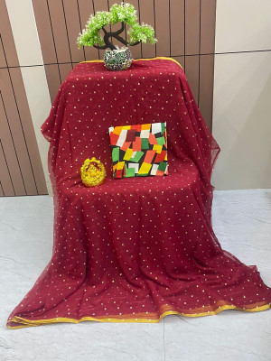 ELEGANCE FAB Embellished Daily Wear Chiffon Saree(Maroon)
