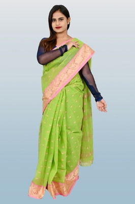 BD Taant Saree Self Design Tant Pure Cotton Saree(Light Green)