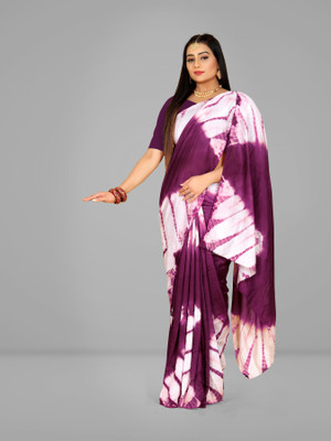 VRUNDA FASHION Dyed Bandhani Chanderi Saree(Purple)