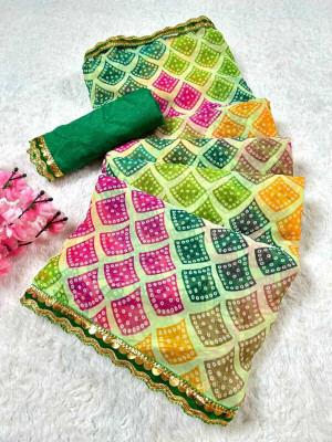DUMRU TRENDZ Printed Bandhani Georgette Saree(Multicolor)