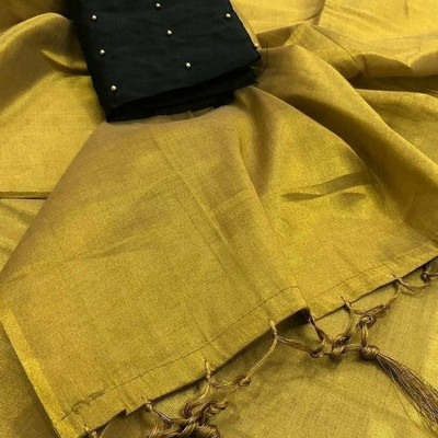 SFCS Solid/Plain Bollywood Tissue Saree(Yellow)
