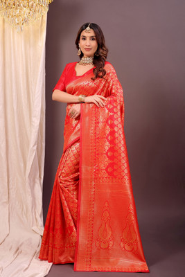 Suali Woven Kanjivaram Art Silk Saree(Red)