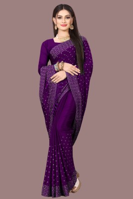 nevya creation Solid/Plain Banarasi Chanderi, Georgette Saree(Purple)