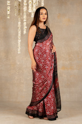 MIRCHI FASHION Printed, Floral Print Daily Wear Chiffon, Georgette Saree(Red, Black, Pink)