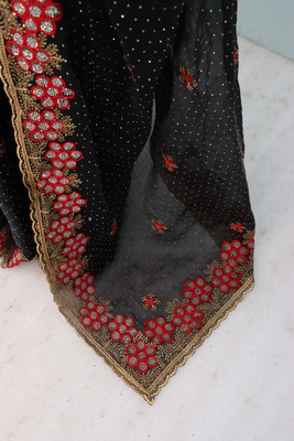 KHRITI FAB Embroidered Bollywood Jimmy choo Saree(Black)